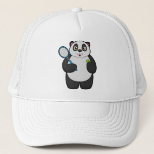 Panda als Tennisspieler mit Tennisschläger Truckerkappe