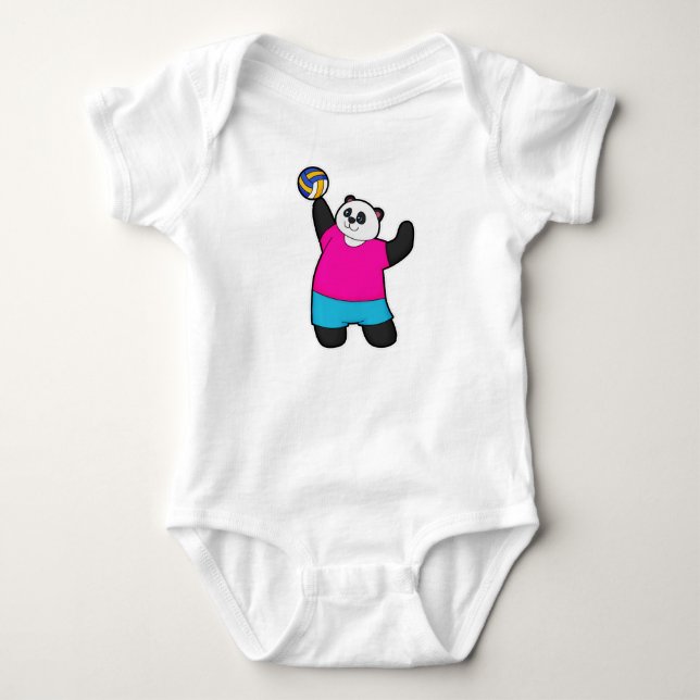 Panda als Volleyballspieler mit Volleyball Baby Strampler (Vorderseite)