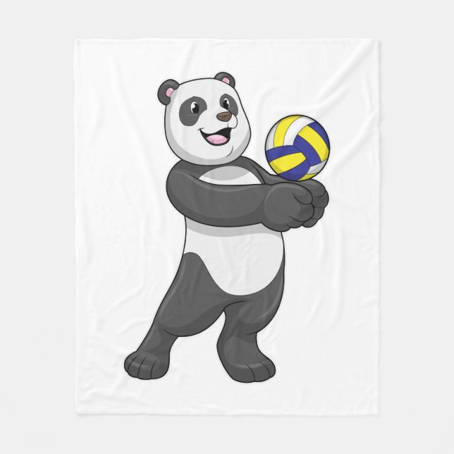 Panda als Volleyballspieler mit Volleyball Fleecedecke (Vorderseite)
