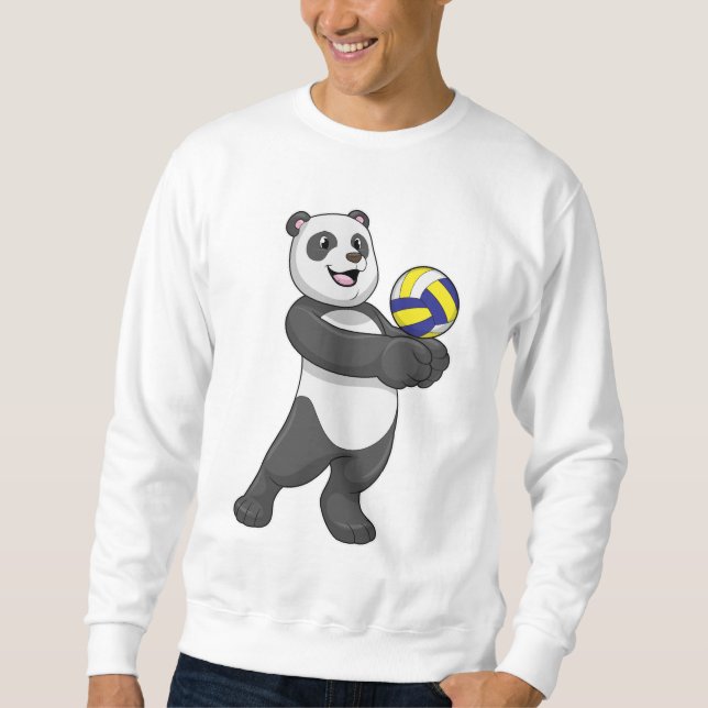 Panda als Volleyballspieler mit Volleyball Sweatshirt (Vorderseite)