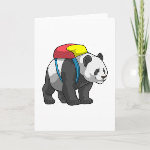 Panda als Wanderer mit Rucksack Karte