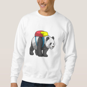 Panda als Wanderer mit Rucksack Sweatshirt