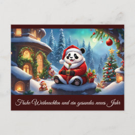 Panda als Weihnachtsmann verkleidet 2 b Postkarte