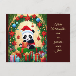 Panda als Weihnachtsmann verkleidet Postkarte