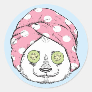 Panda am Wellness-Center Runder Aufkleber