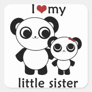 Panda - amour d'I ma petite soeur - autocollant