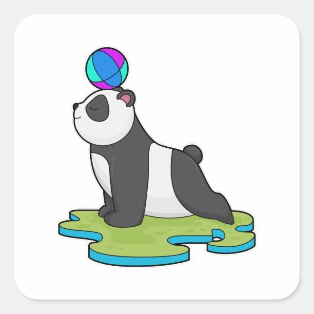 Panda an der Yoga-Fitness Quadratischer Aufkleber (Vorderseite)