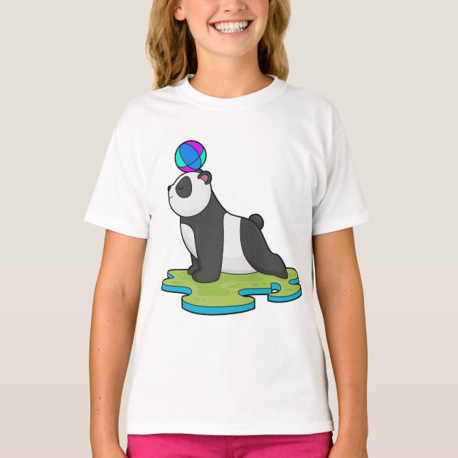 Panda an der Yoga-Fitness T-Shirt (Vorderseite)