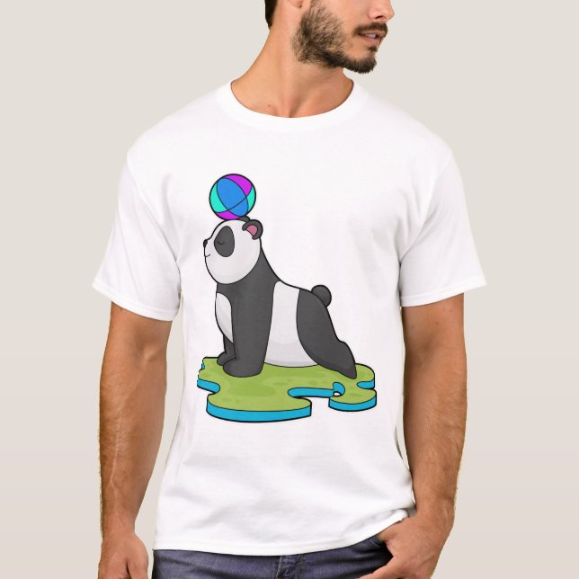 Panda an der Yoga-Fitness T-Shirt (Vorderseite)