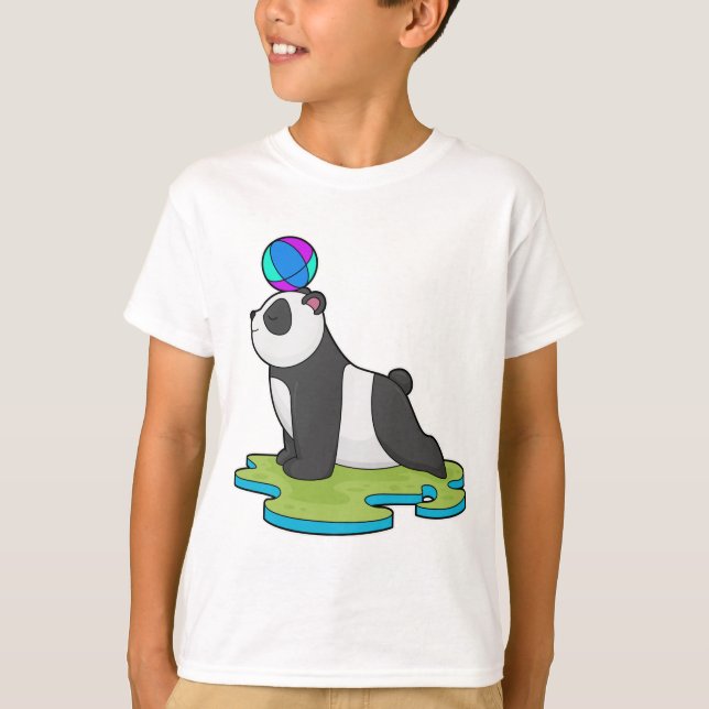 Panda an der Yoga-Fitness T-Shirt (Vorderseite)