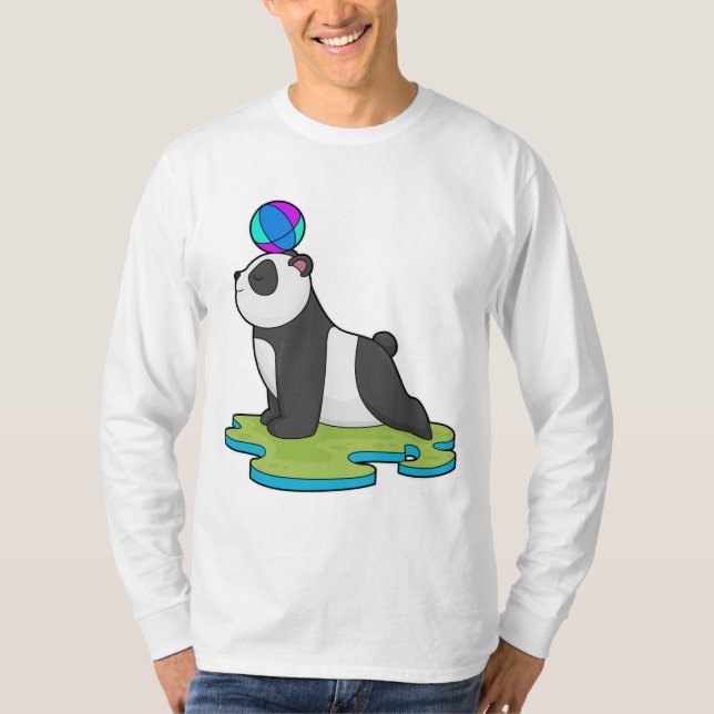 Panda an der Yoga-Fitness T-Shirt (Vorderseite)