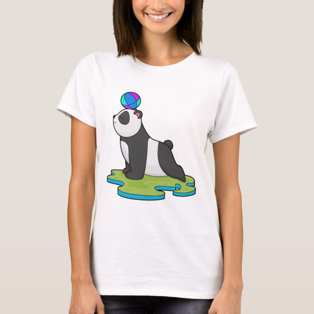 Panda an der Yoga-Fitness T-Shirt (Vorderseite)