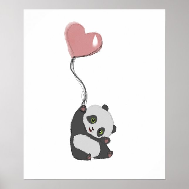 Panda And Balloon Poster (Vorne)