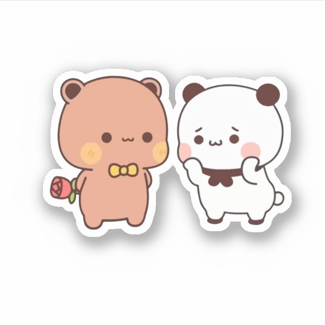 Panda and Brownie Bear Couple Aufkleber (Vorderseite)