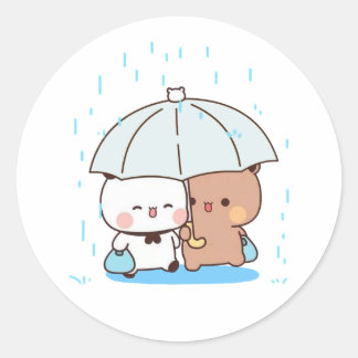 Panda and Brownie Bear Couple Runder Aufkleber