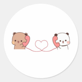 Panda and Brownie Bear Couple Runder Aufkleber