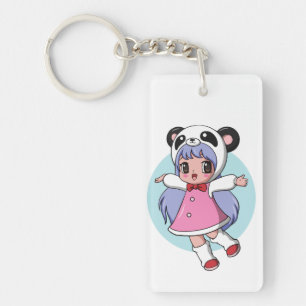 Panda Angel: Adorable Anime Girl Hoaring Hoch Schlüsselanhänger