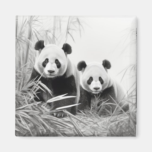 Panda Animal Discovery Wild Nature Ink Sketch Kuns Magnet (Vorne)