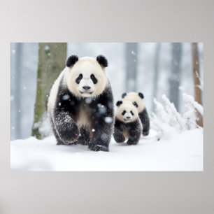 Panda Animal Family Wandern Natur aus Poster