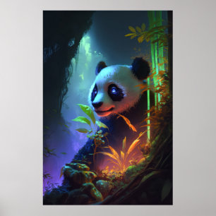 Panda Animal Portrait Painting Wildlife Poster