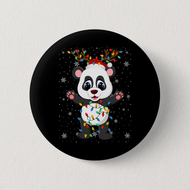Panda Animal Weihnachtsmannmütze Ugly Christmas Tr Button (Vorderseite)