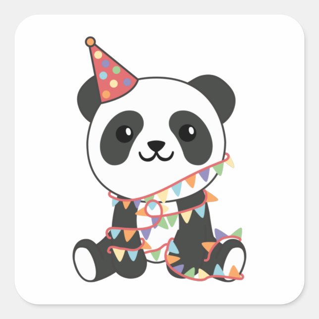 Panda Anniversaire Pour Enfants Un Sticker Carré A (Devant)