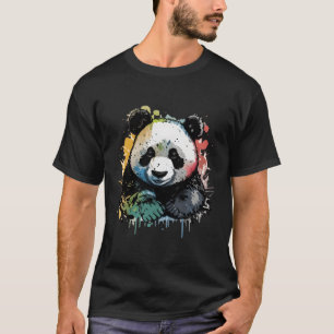 Panda Aquarell Ölgemälde farbig T-Shirt