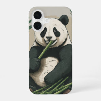 Panda : Art Eating Bamboo Fall iPhone 16 Hülle