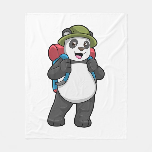 Panda as Hiker with Backpack Fleecedecke (Vorderseite)