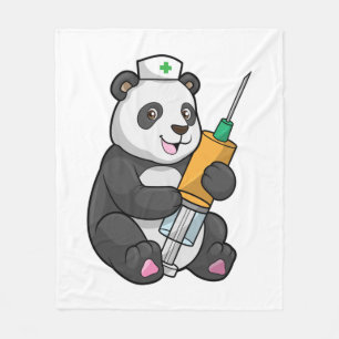 Panda as Nurse with Syringe Fleecedecke