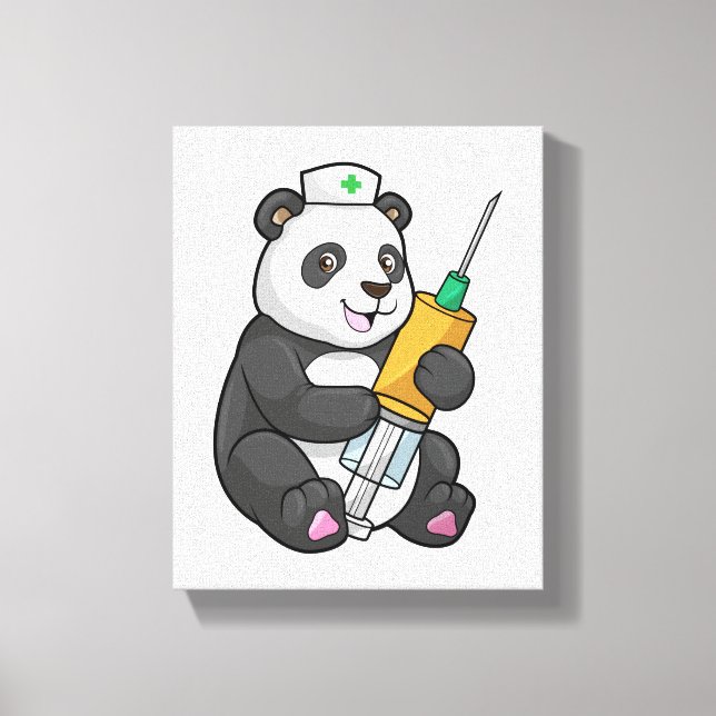 Panda as Nurse with Syringe Leinwanddruck (Vorderseite)