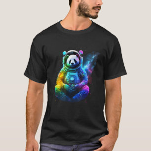 Panda Astronaut im Weltraum kosmisch farbiges Tier T-Shirt