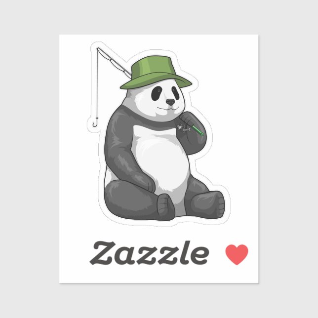 Panda at Fishing with Fishing rod Aufkleber (Blatt)