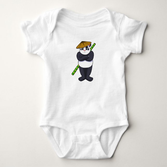 Panda at Stick fight Martial arts.PNG Baby Strampler (Vorderseite)