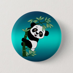 Panda auf Bambus Button