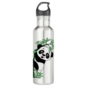 Panda auf Bambus Edelstahlflasche