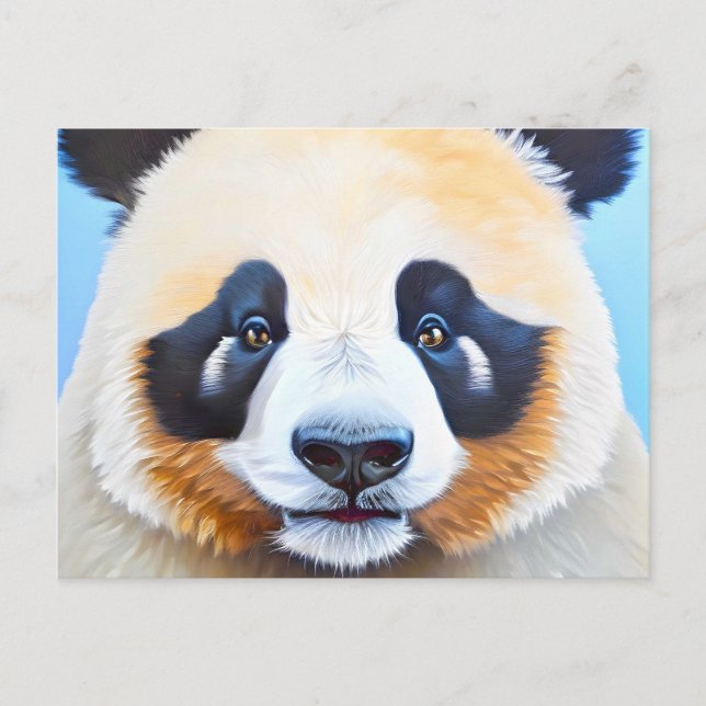 Panda auf blauem Hintergrund zeichnen Postkarte (Vorderseite)