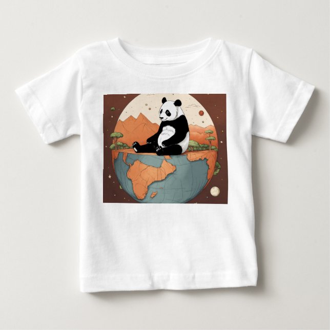 Panda auf dem Planeten Erde: Illustration Baby T-shirt (Vorderseite)