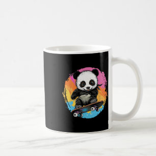 Panda auf Skateboard Bunter Hintergrund Kaffeetasse