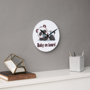 Panda "Baby an Bord" Car Decal Runde Wanduhr