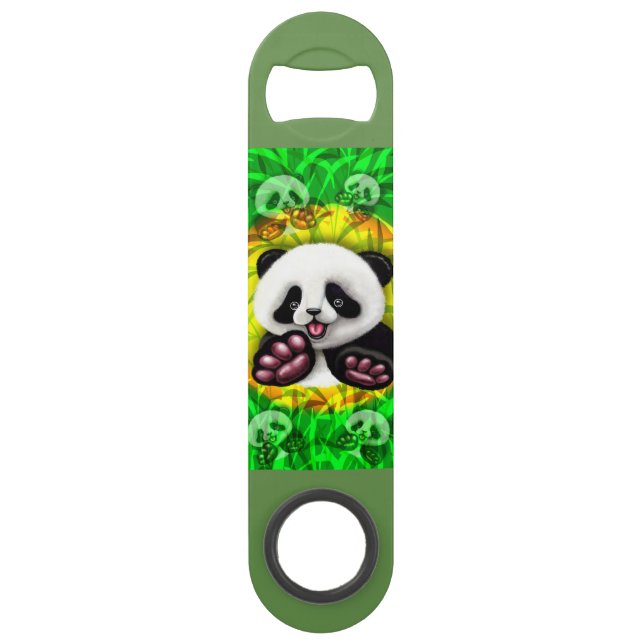 Panda-Baby-Bär niedlich und glücklich Speed Flaschenöffner (Vorderseite)