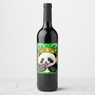 Panda Baby Bear Niedlich und glücklich Weinetikett