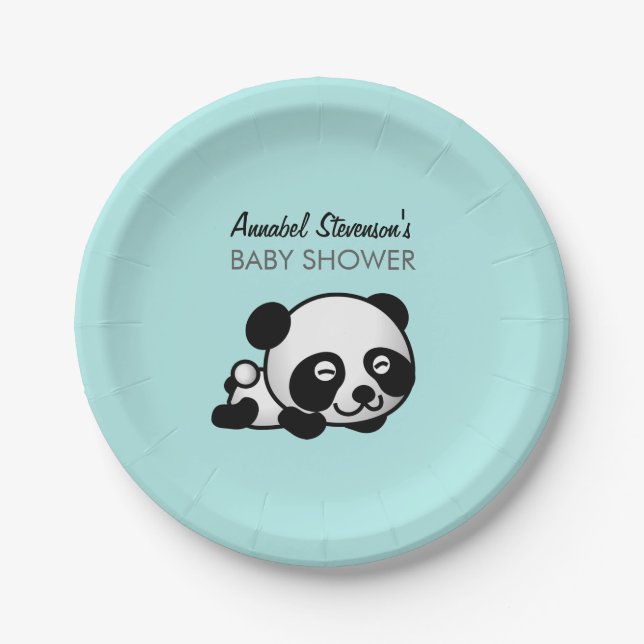 Panda-Baby-Dusche Pappteller (Vorderseite)
