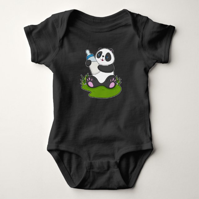 Panda Baby Flasche Milch Baby Strampler (Vorderseite)
