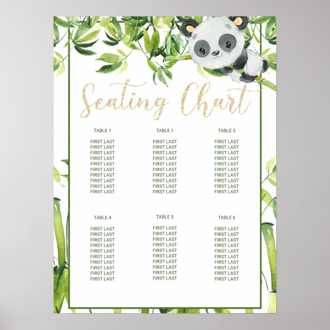 Panda Baby Shower Geburtstagsparty Seekarte Poster (Vorne)