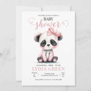 Panda-Baby-Shower-Grünzeug Mädchen-Baby-Party Einladung