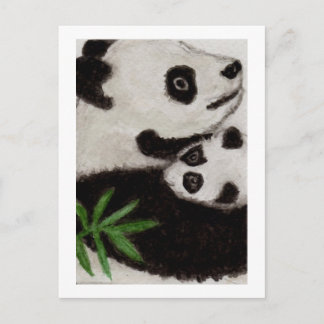 Panda & Baby Watercolor Carte postale Merci etc.