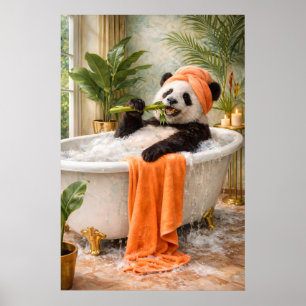 Panda-Badezimmer-Druck, humorvoller tropischer Max Poster
