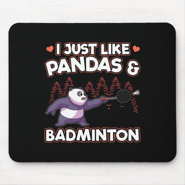 Panda Badminton I Just Liebe Pandas Mousepad (Vorne)