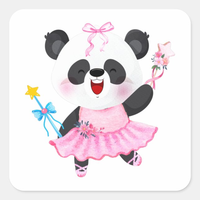 Panda Ballerina Animal Lovers Square Sticker (Vorderseite)